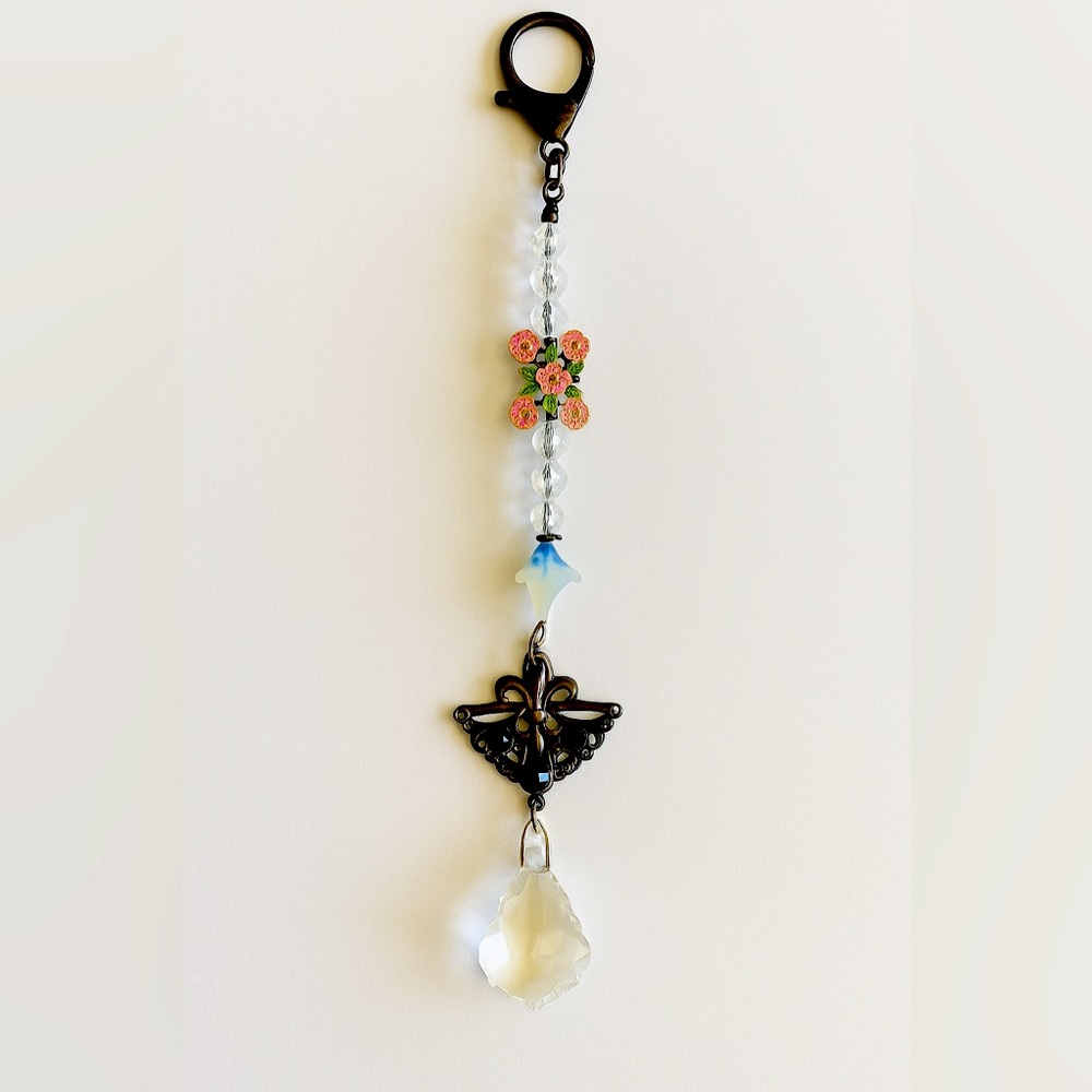 "Hummingbird's Grace" – Reclaimed Floral Light Catcher with Crystal Prism